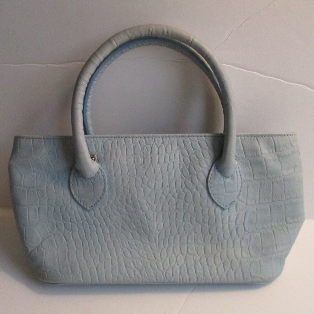 *OSPREY Blue Pastel Croc Leather Satchel Box Bottom